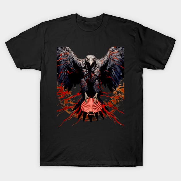 National Native American Heritage Month: The Raven in the Tlingit Indian Creation Story on a Dark Background T-Shirt by Puff Sumo